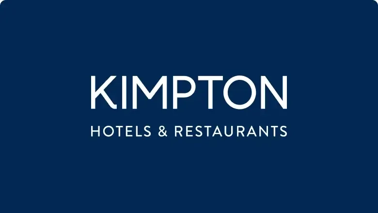 Kimpton customer logo on blue backgrund