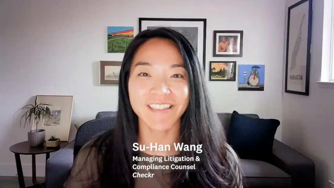 Video still from the compliance insights overview with Checkr's Compliance Counsel manager